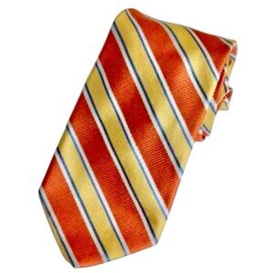 New Brooks Brothers Silk Tie Orange Yellow Stripe Classic Office Preppy Wedding